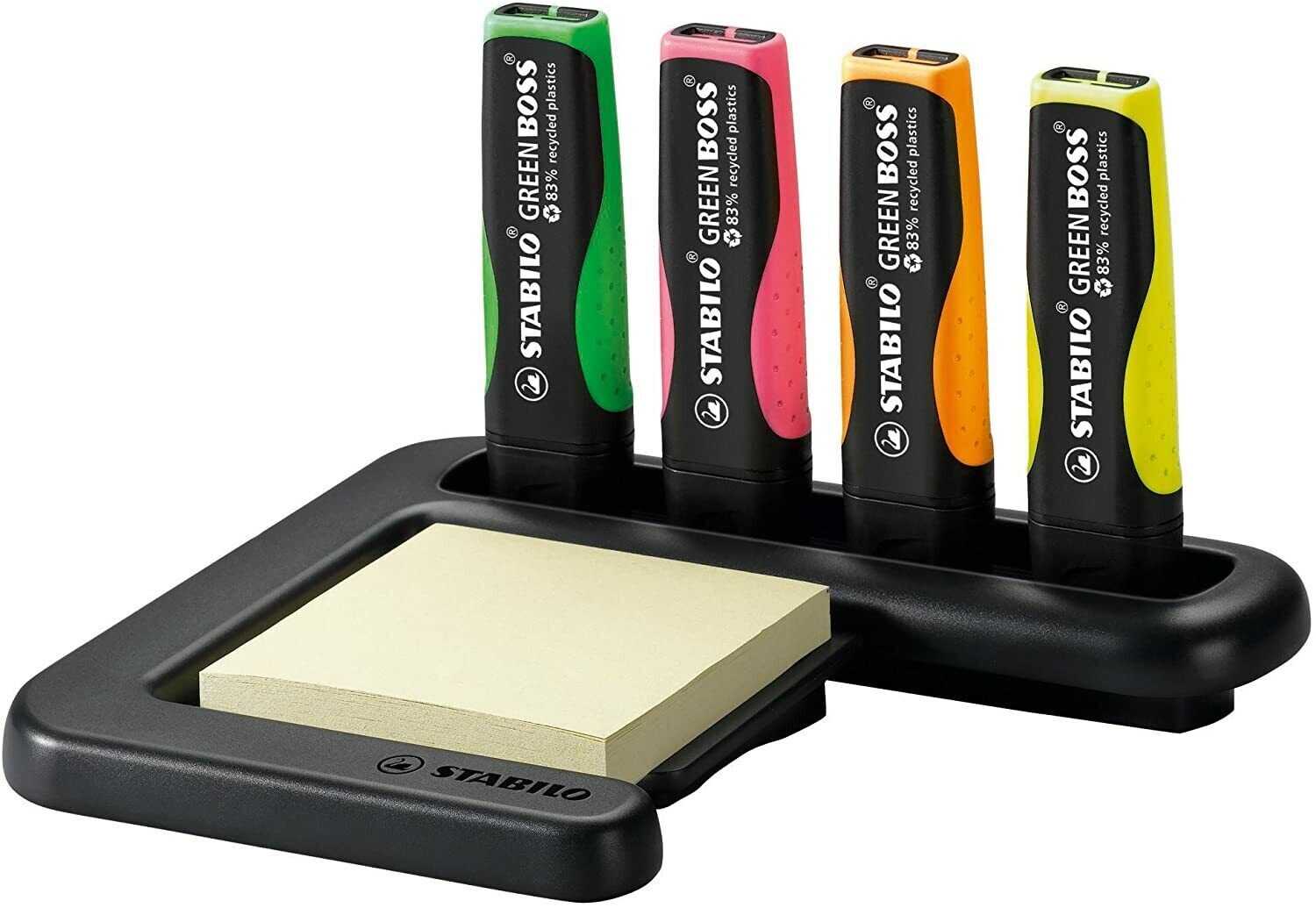 Highlighter STABILO Green Boss Deskset of 4 Assorted Colors