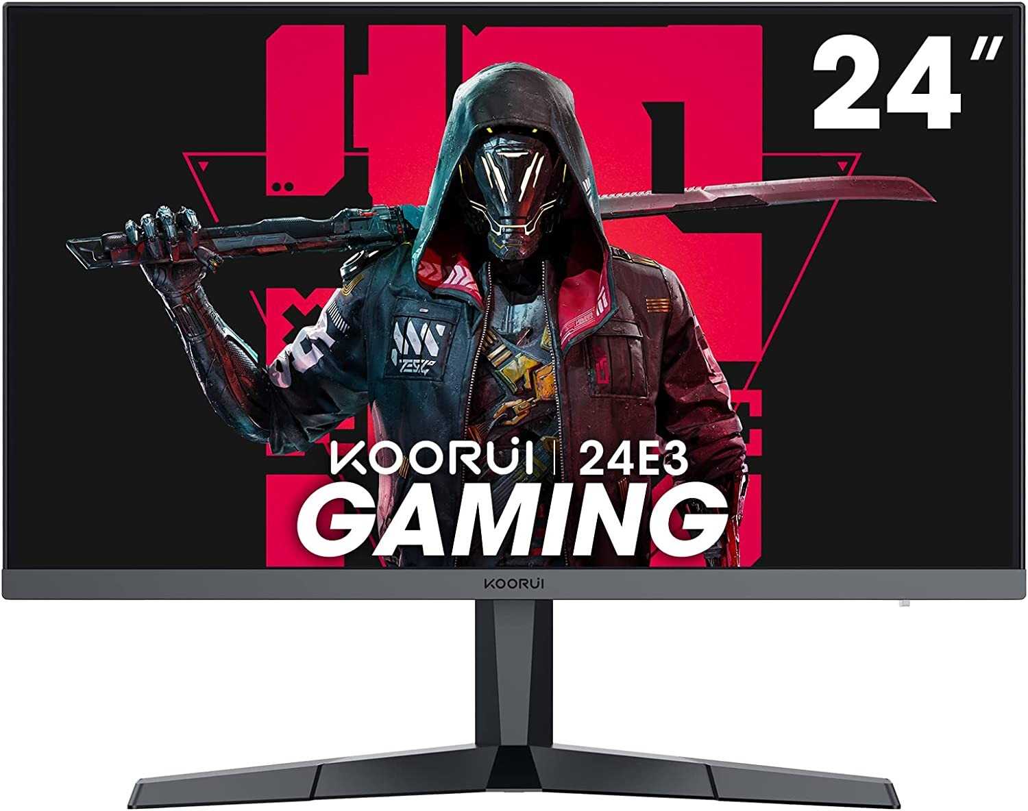 KOORUI 24" Gaming Monitor 165Hz, 1080p, 1ms, IPS, 99% sRGB Color Gamut, Adaptive Sync, Ultra Slim Frame, VESA Mountable (FHD 1920x1080, HDMI, DisplayPort) Black