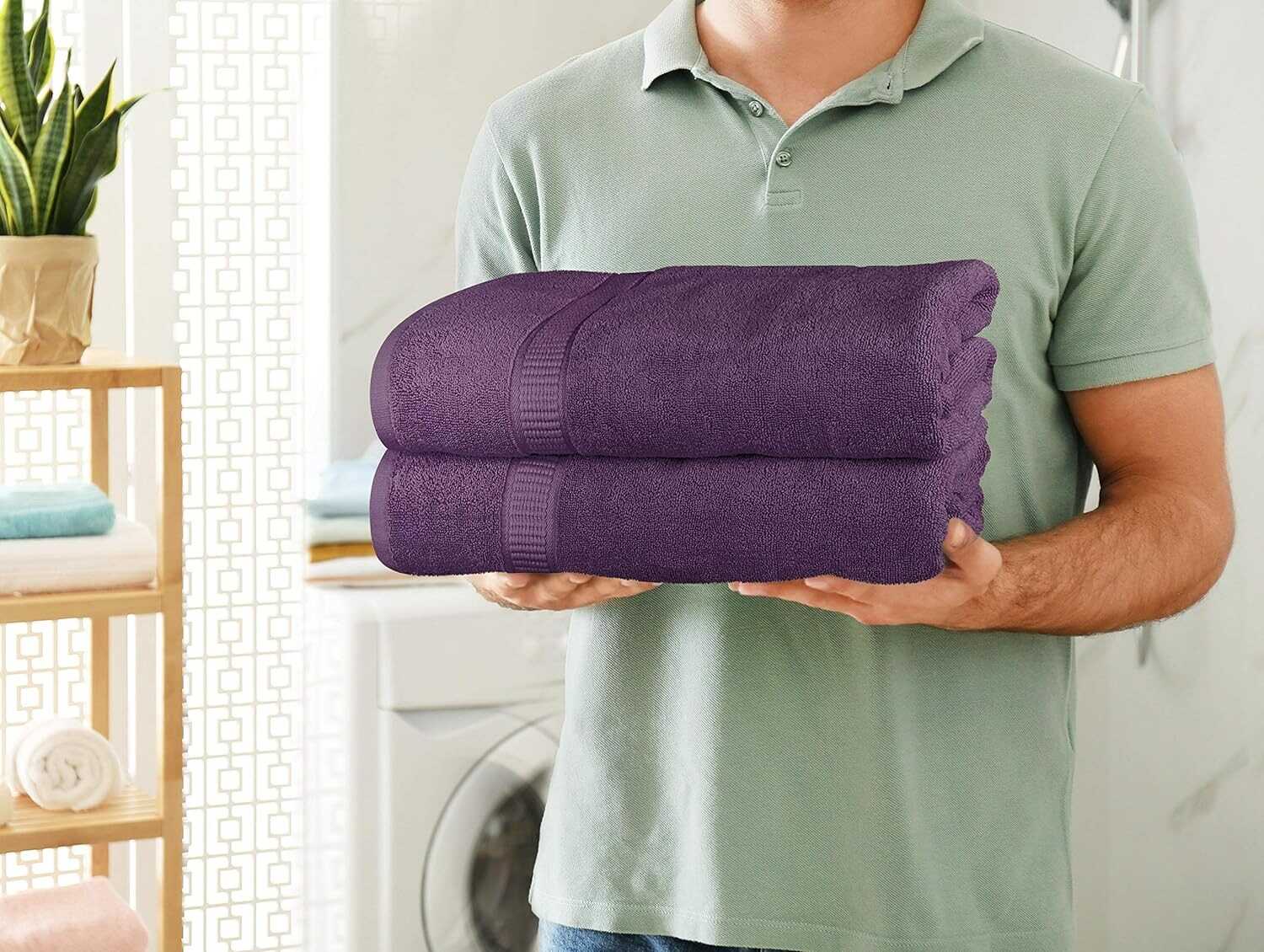 Utopia Towels - Luxurious Jumbo Bath Sheet 2 Piece - 600 GSM 100% Ring Spun Cotton Highly Absorbent and Quick Dry Extra Large Bath Towel - Super Soft Hotel Quality Towel (35 x 70 Inches, Plum)