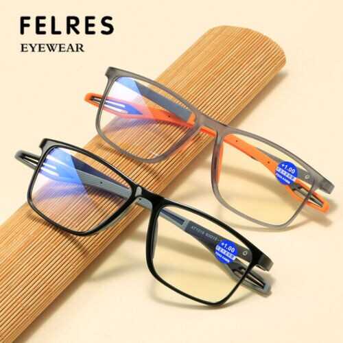Men TR90 Anti-blue Light Square Reading Glasses Sport Lightweight Glasses New