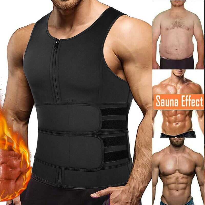 Men's Sauna Suit Sweat Vest Tank Tops Neoprene Shirt Body Shapers Waist Trainer