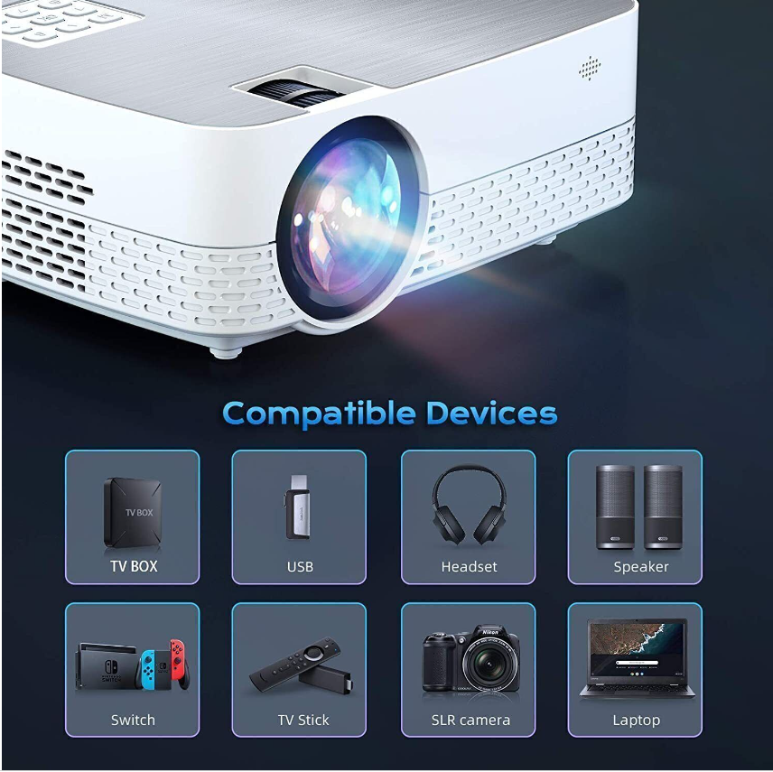 Projector 1080P 4K Mini Video Home Theater Cinema HDMI Phone Android TV
