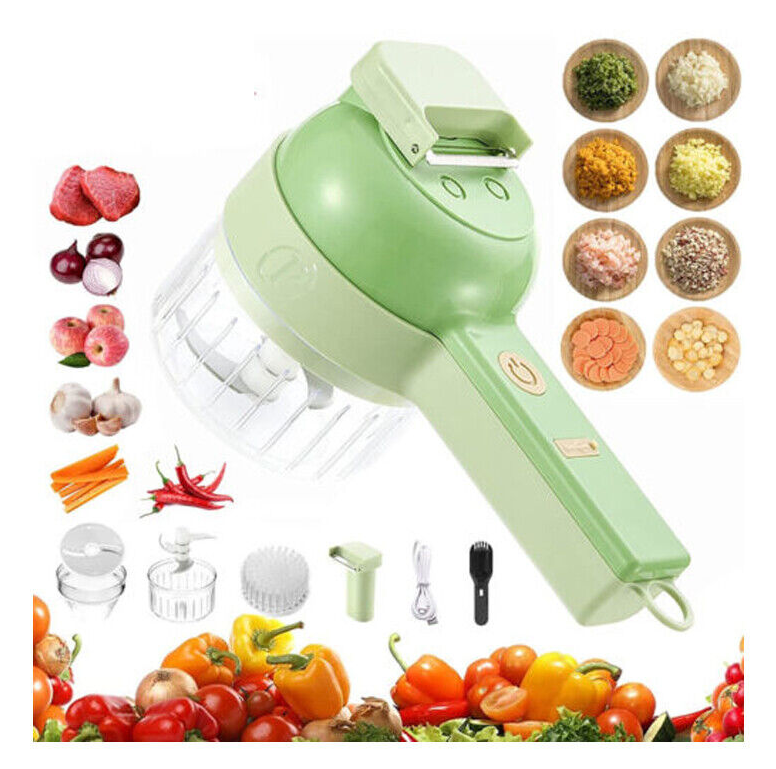 4 in1 Mini Handheld Electric Vegetable Cutter Set Wireless Food Chopper Grinder