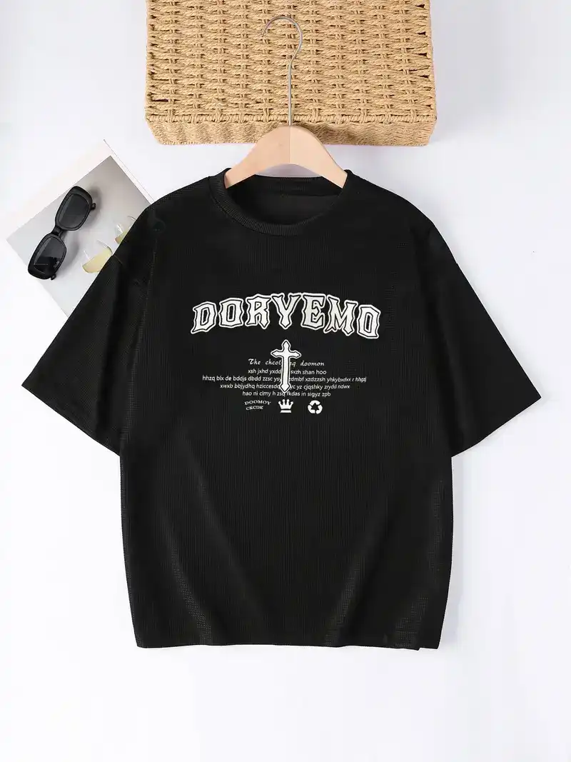 GM- Vintage - Fashion Brand - Hip Hop - Casual - High Street - Cross Pattern Easter Short Sleeve T-shirt