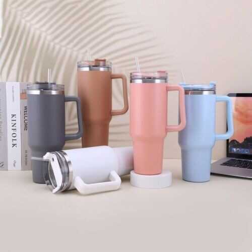 40 oz Tumbler Straw Lid Insulated Stainless Steel Water Bottle Coffee Mug Travel