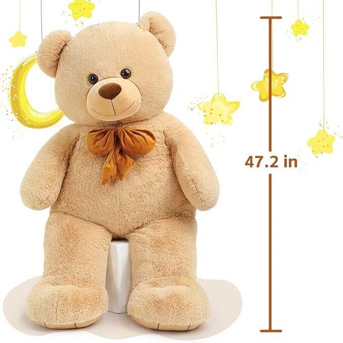 Tezituor Giant Teddy Bear, 4 Feet Soft Big Stuffed Animal Life Size 47 Inch Plush Bear Toy Valentine's Christmas Birthday Gift for Girlfriend Kids,Brown